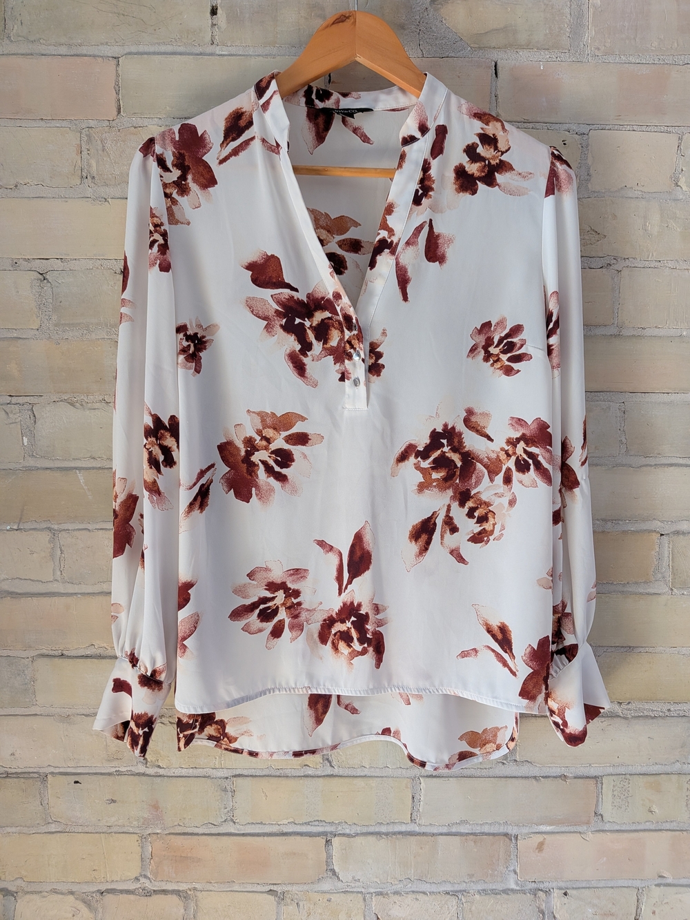2 For $40 RW & Co Floral V-Neck Long Sleeve Blouse